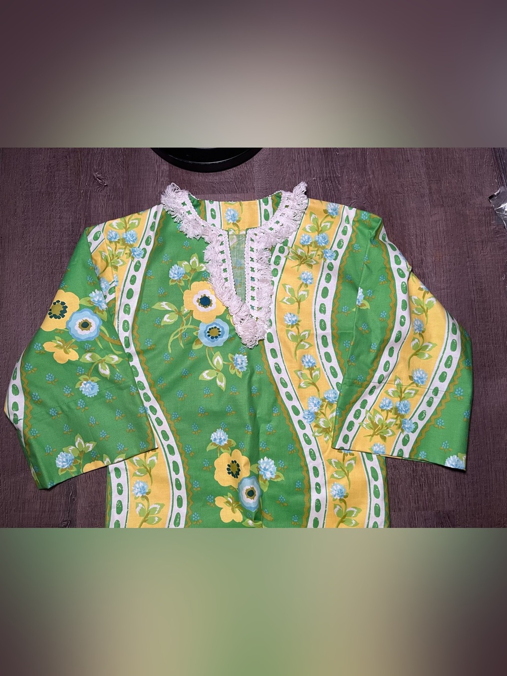 Vintage Women’s Small Floral Maxi Dress Green Hippie Retro Flower Power